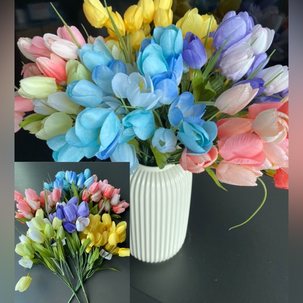 6 bushels of Ashland faux flowers | Multicolor Artificial Tulip Bouquet